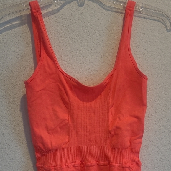 Free People Movement Neon Orange Sleeveless Open Back Jumpsuit Size XS/S NWOT - Picture 6 of 15